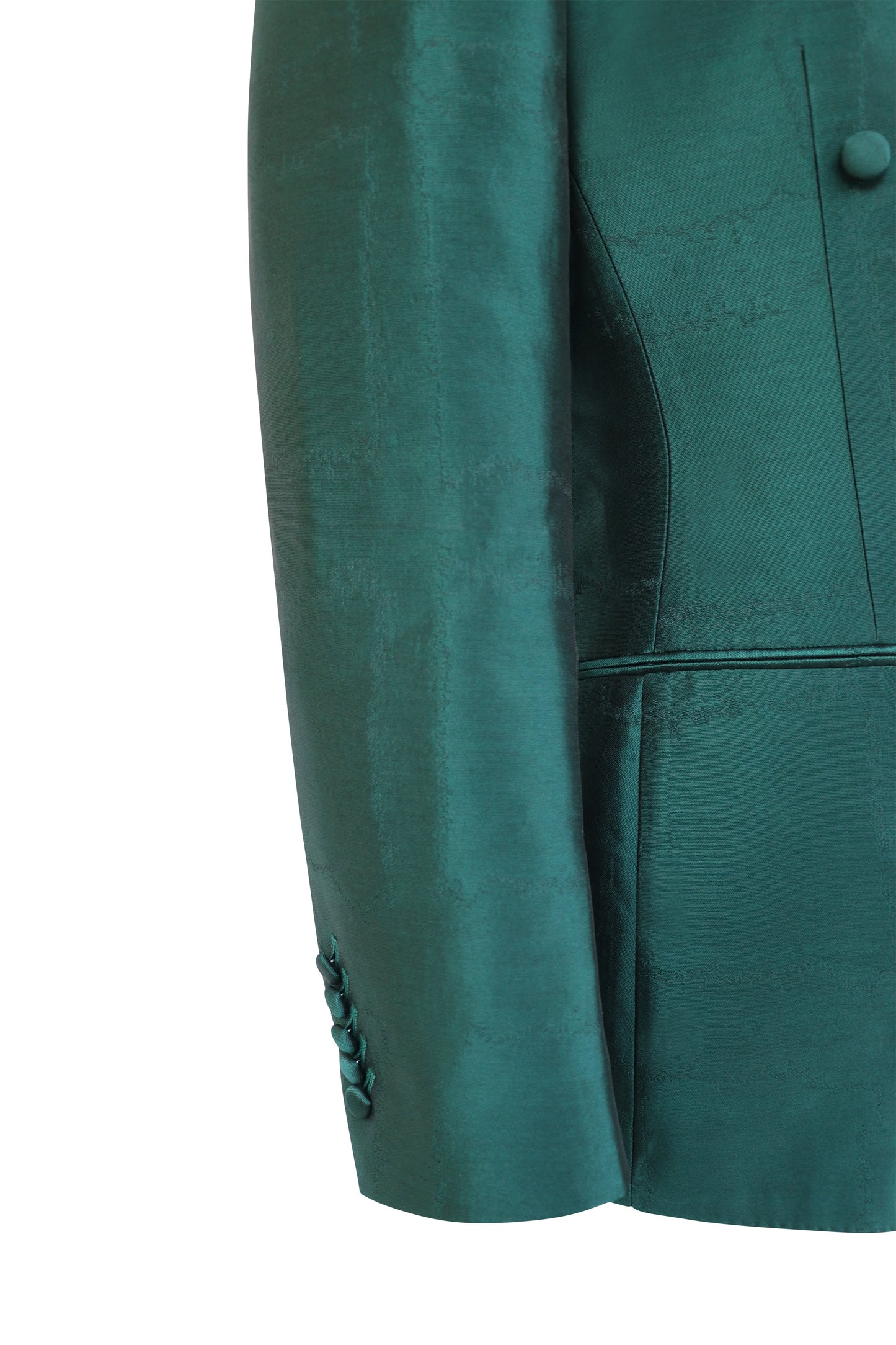 Metallic Green Jacquard Tuxedo Jacket