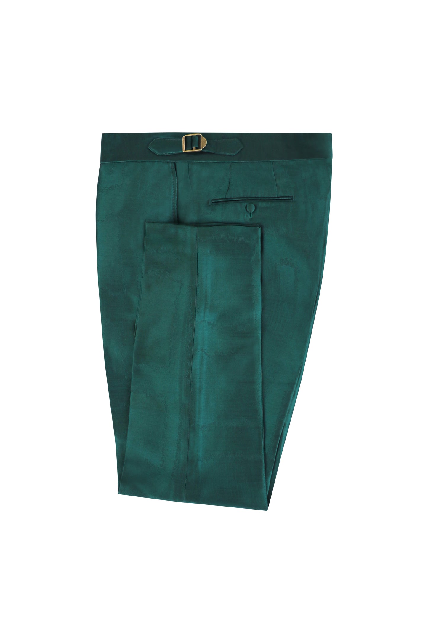 Metallic Green Jacquard Tuxedo Pants